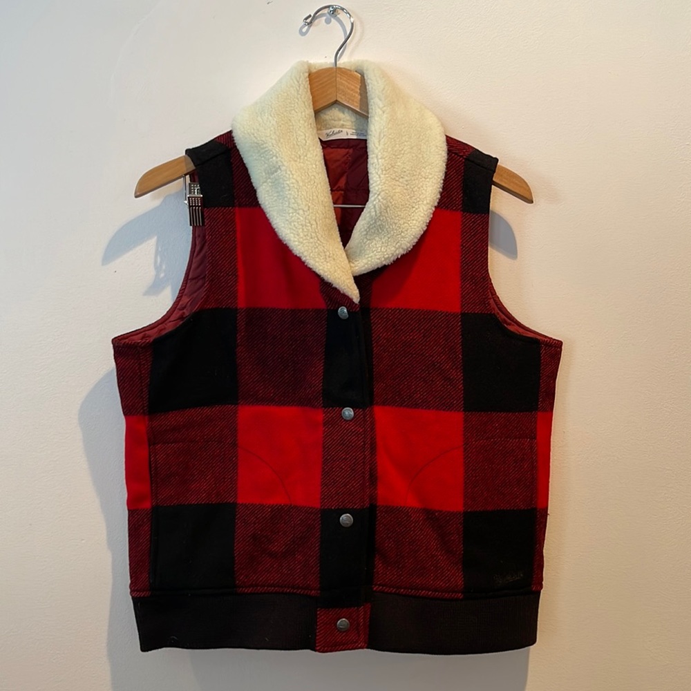 Woolrich Buffalo plaid wool vest women’s large